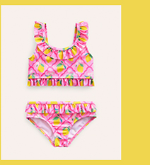Frill Detail Tie Back Bikini - Pink Lemon Grove